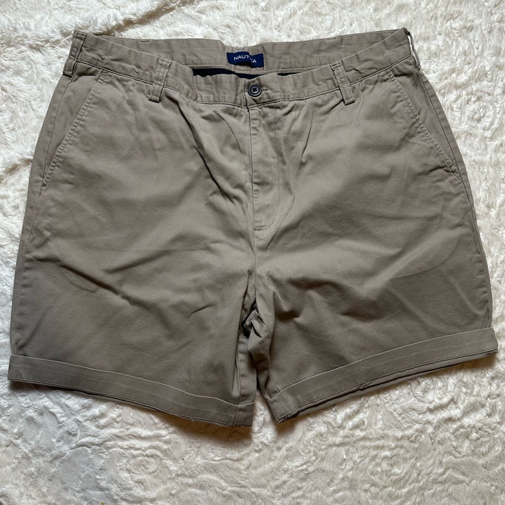 Nautica Men’s Stretch Chino Shorts Khaki Beige Size 36W
